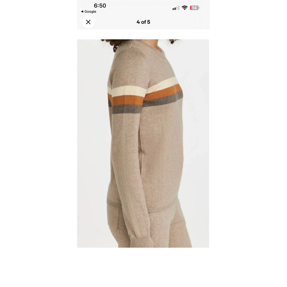 Faherty Horizon Surf Sweater Women NWOT Fireside Brown Stripe Cotton Cashmere XL - Picture 14 of 16